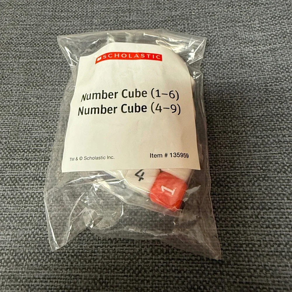 Scholastic Number Cube Set 1-6 and 4-9 Red White Math Dice Item  NEW